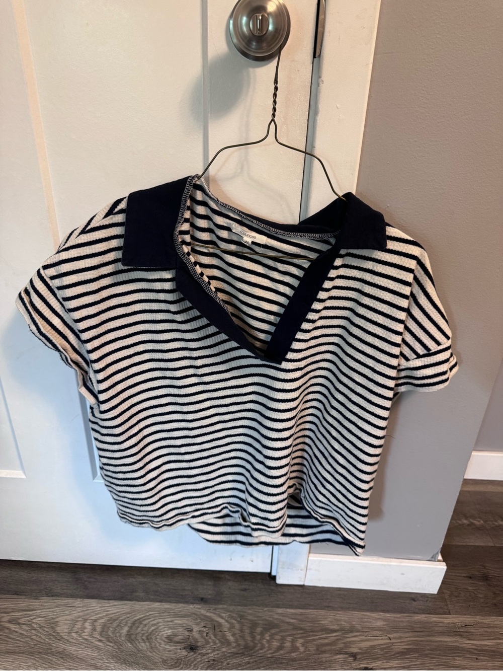 Striped Crop Top in Navy and White